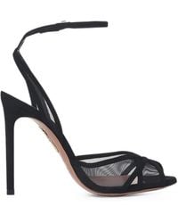 Aquazzura - Shear Mesh-Panelled Suede Sandals - Lyst