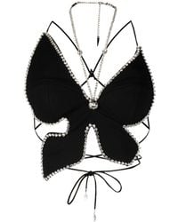 Area - Top Butterfly con cristalli - Lyst