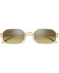 Cartier - Geometric-Frame Stud-Detail Sunglasses - Lyst