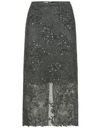 Brunello Cucinelli - Dazzling Lace-Embroidery Pencil Skirt - Lyst