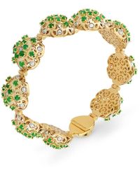 Officina Bernardi - 18kt Yellow Gold Damasco Emerald And Diamond Bracelet - Lyst
