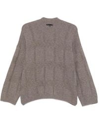Emporio Armani - Check-Pattern Cable-Knit Sweater - Lyst