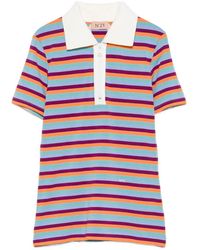 N°21 - Striped Zip-Up Polo Top - Lyst