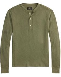 RRL - Henley-Neck Knitted T-Shirt - Lyst