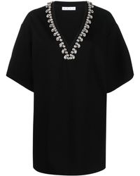 Area - V-neck Crystal-embellished T-shirt Dress - Lyst