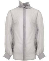 Alberta Ferretti - Ruffled-Collar Silk Shirt - Lyst