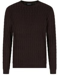 Emporio Armani - Cable-Knit Crew-Neck Sweater - Lyst