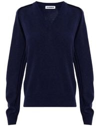 Jil Sander - Cut-Out V-Neck Sweater - Lyst