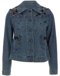 Elena Miro - Sequin-Embellished Denim Jacket - Lyst
