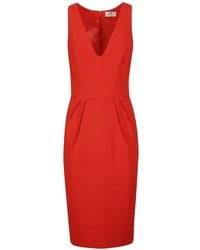 Elisabetta Franchi - V-Neck Midi Dress - Lyst