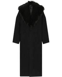 Dolce & Gabbana - Faux-Fur Collar Wool Coat - Lyst