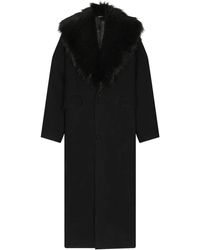 Dolce & Gabbana - Faux-Fur Collar Wool Coat - Lyst