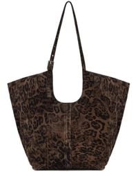 AllSaints - Leopard-Print Suede Tote Bag - Lyst