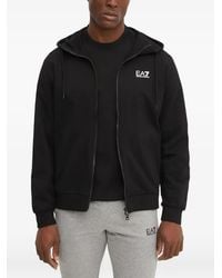 EA7 - Hoodie Zippé À Logo Imprimé - Lyst