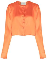 Woera - Chemise En Soie À Design Sans Col - Lyst
