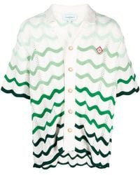 Casablanca - Wave-pattern Crochet Cotton-knit Shirt - Lyst