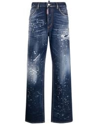 DSquared² - Paint Splatter-detail Washed Denim Jeans - Lyst