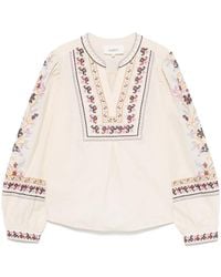 Ba&sh - Caloe Nude Embroidery Cross Stitch Blouse - Lyst