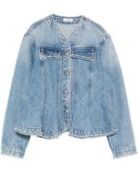 Sandro - Pearl-Embellishment Denim Jacket - Lyst