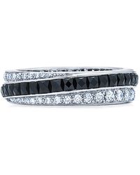 Fred Leighton - 18Kt Onyx And Diamond Diagonal Stripe Eternity Band Ring - Lyst