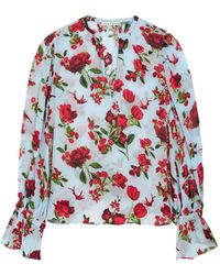Alice + Olivia - Moranne Floral-Jacquard Mesh Blouse - Lyst