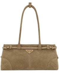 Prada - Suede Shoulder Bag - Lyst