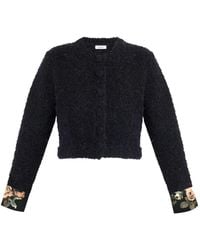 Erdem - Bouclé Floral-Cuff Cardigan - Lyst