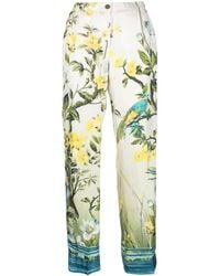 F.R.S For Restless Sleepers - Floral-print Press-crease Silk Trousers - Lyst