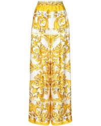 Dolce & Gabbana - Majolica Print Silk Pants - Lyst