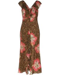 RIXO London Zijden Jurk - Bruin