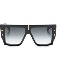 BALMAIN EYEWEAR - B-grand Rectangle-frame Gradient Sunglasses - Lyst
