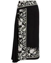 Erdem - Embroidered-Detail Draped Midi Skirt - Lyst