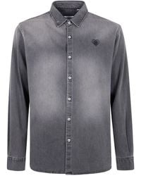 FAMILY FIRST - Heart-Embroidered Denim Shirt - Lyst