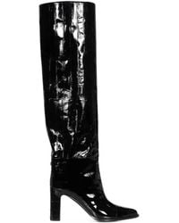 Jimmy Choo - Caly 85 Shiny Eel-Embossed Leather Knee-High Boots - Lyst