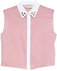 Iceberg - Eyelet-Embellished Sleeveless Shirt - Lyst