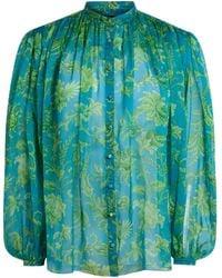 Etro - Gesmockte Top Met Bloemen - Lyst