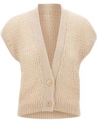 Eleventy - Cardigan Sans Manches En Maille Ajourée - Lyst