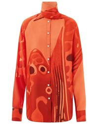 Ferragamo - Fish Print Shirt With Sash - Lyst
