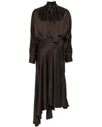Maje - Abito Midi Asimmetrico Con Collo Da Annodare - Lyst
