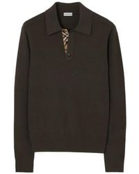 Burberry - Long-Sleeve Wool Polo Shirt - Lyst