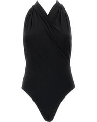 ANDAMANE - Vina Draped Halterneck Bodysuit - Lyst