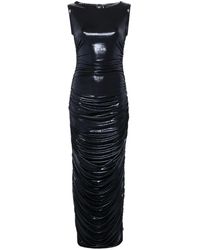 Norma Kamali - Vestido largo con detalle fruncido - Lyst
