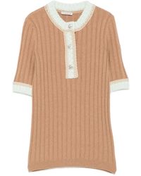 Moncler - Crystal-Embellished Short-Sleeve Sweater - Lyst