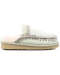 Mou - Eskimo Crochet-Trim Sheepskin Slippers - Lyst
