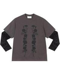 Song For The Mute - Foliage-Print Double-Layered T-Shirt - Lyst