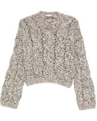 Brunello Cucinelli - Cable-Knit Balloon-Sleeve Sweater - Lyst