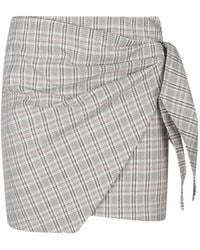 Isabel Marant - Check-Pattern Tie-Detail Mini Skirt - Lyst