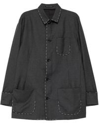 Yohji Yamamoto - Jacke Mit Aufgesetzten Taschen Und Kontrastnähten - Lyst