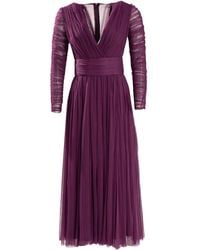 Ana Radu - Long-Sleeve Pleated Midi Dress - Lyst