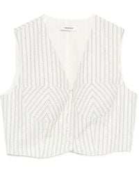 Sandro - Striped Rhinestone-Embellished Crop Top - Lyst